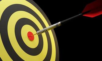 Arrow hitting in the target center of bullseye for Business focus concept,  Modern style. 3D rendering. photo