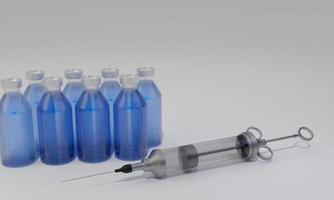 A clean vintage hypodermic syringe on white background.  Concept for testing vaccine coronavirus. 3D Rendering. photo