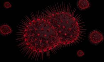 bacterias abstractas o células de virus en forma esférica con antenas largas. coronavirus. concepto de pandemia o infección por virus - representación 3d. foto