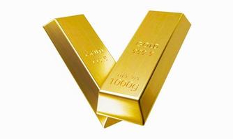 Gold bar 999.9 isolated on white background. in forex trading Popular in the investment of investors during various crises of the world like war. 3D rendering. photo