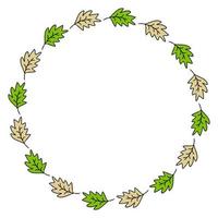 Simple leaves frame isolated on white background. vector