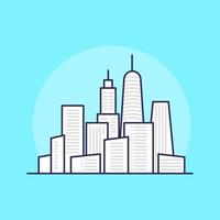 Landscape of the city, high-rise buildings, flat icon vector