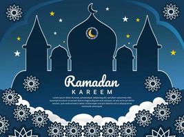Islamic background with dark blue and vintage mosque. vector eps10 illustration