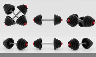 dumbbells color black on white background. 3D Rendering. photo