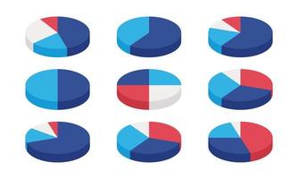 Modern 3d pie chart infographic set vector