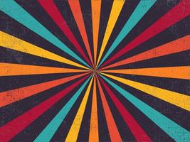Colourful grunge retro burst. Vintage rays circus and festival vector background