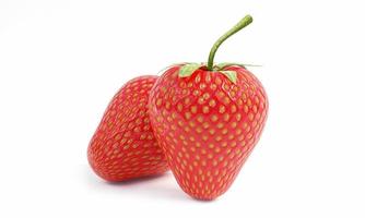 Bright red strawberry isolated on white background. 3D Rendering photo