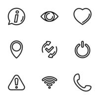 Set of black vector icons, isolated on white background, on theme internet symbols