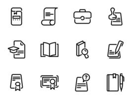 Set of black vector icons, isolated against white background. Illustration on a theme Juristic documents