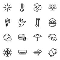 Set of black vector icons, isolated against white background. Illustration on a theme Seasons