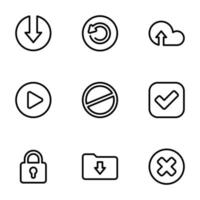 Set of black icons isolated on white background, on theme Application interface vector