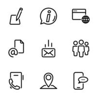 Set of black vector icons, isolated on white background, on theme Contact Us
