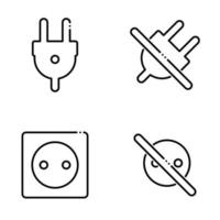 Set of black icons isolated on white background, on theme Power socket vector