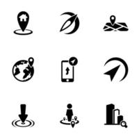 Set of black icons isolated on white background, on theme Location vector