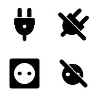 Set of black icons isolated on white background, on theme Power socket vector