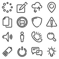 Set of black icons isolated on white background, on theme menu interface vector