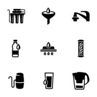 Set of black icons isolated on white background, on theme Water Purifier vector