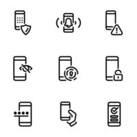 Set of black vector icons, isolated against white background. Illustration on a theme Password, how to enter and protect it