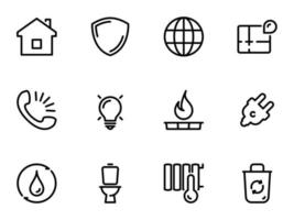 Set of black vector icons, isolated on white background, on theme Utilities