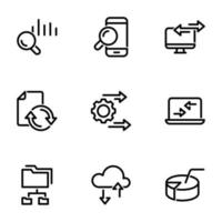 Set of black icons isolated on white background, on theme Sorting and analyzing data vector