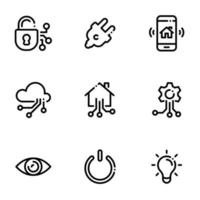 Set of black icons isolated on white background, on theme Smart House vector