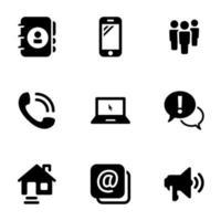 Set of black icons isolated on white background, on theme Communications vector