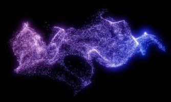 uso de fondo de partículas de brillo púrpura, rosa, rojo y azul abstracto para papel tapiz. polvo fluorescente multicolor. Simula ondas de radiación cósmica. representación 3d foto