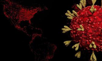 Model for Coronavirus Covid-19 outbreak and coronaviruses influenza concept  on a black background as dangerous flu strain cases as a pandemic medical health risk  with disease cell as a 3D render photo