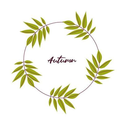 A wreath or frame made of autumn leaves. The inscription autumn. Design of invitations, posters, banners, postcards. Flat vector illustration