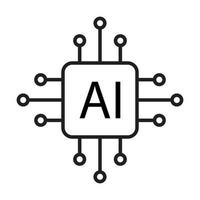 Artificial intelligence AI processor chip vector icon symbol for graphic design, logo, web site, social media, mobile app, ui illustration