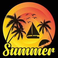 Summer sunset distressed vector t-shirt design