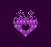 Intertwined heart, pixel dots logo. Symbols of love, celebration and health. Heart sign pixel up. Hearts are filled with a sign of interest. Complementary and integrative pixel movement. vector