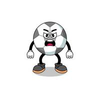 soccer ball cartoon illustration with angry expression vector