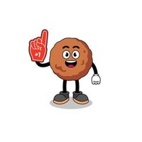 Cartoon mascot of meatball number 1 fans vector
