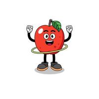 Character Illustration of apple playing hula hoop vector