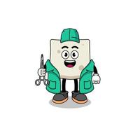 Illustration of tofu mascot as a surgeon vector