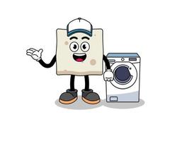 ilustración de tofu como un hombre de lavandería vector