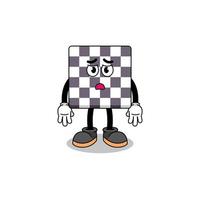 chessboard cartoon illustration with sad face vector