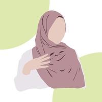 flat style illustration of beautiful Muslim woman wearing hijab vector