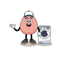ilustración del cerebro como un hombre de lavandería vector