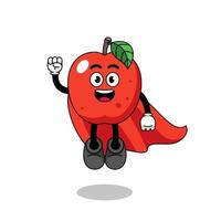 apple cartoon with flying superhero vector