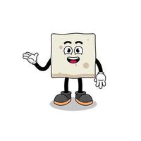 tofu cartoon with welcome pose vector