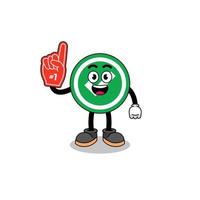 Cartoon mascot of check mark number 1 fans vector