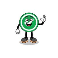 check mark cartoon doing wave hand gesture vector