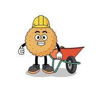 biscuit round cartoon as a contractor vector