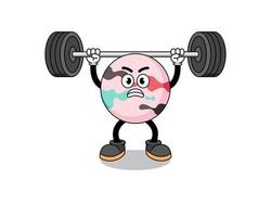 bath bomb mascot cartoon lifting a barbell vector