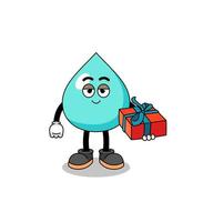water mascot illustration giving a gift vector