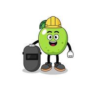 Mascot of green apple as a welder vector