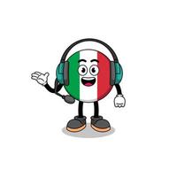 Mascot Illustration of italy flag as a customer services vector
