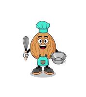 Illustration of almond as a bakery chef vector